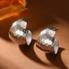 Women Exaggerated Hollow C Shaped Large Circle S925 Silver Needle Metal Earrings