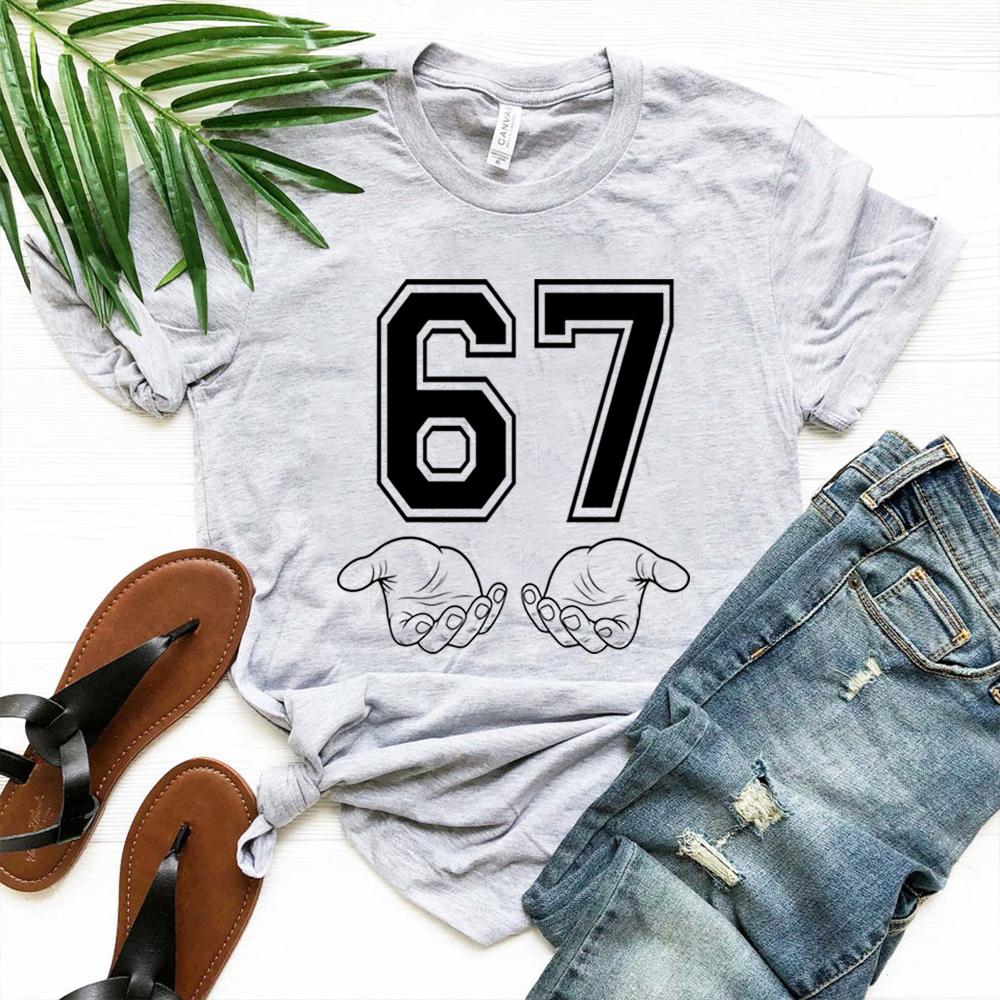 Funny Six Seven T-shirt 67 Hand Tshirt Meme Generation Alpha Tshirt 67 Tee Unisex Short Sleeves Tops Funny Gen Alpha Gift
