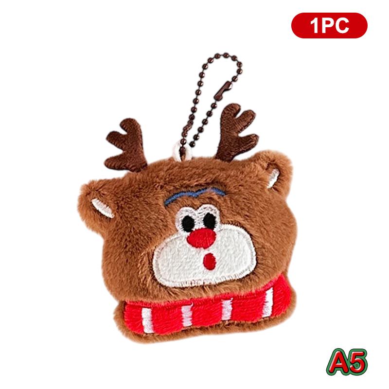 Kawaii Christmas Plush Keychain Christmas Tree Deer Hanging Ornaments Christmas Gift Schoolbag Keychain Bag Pendant Kids Gift