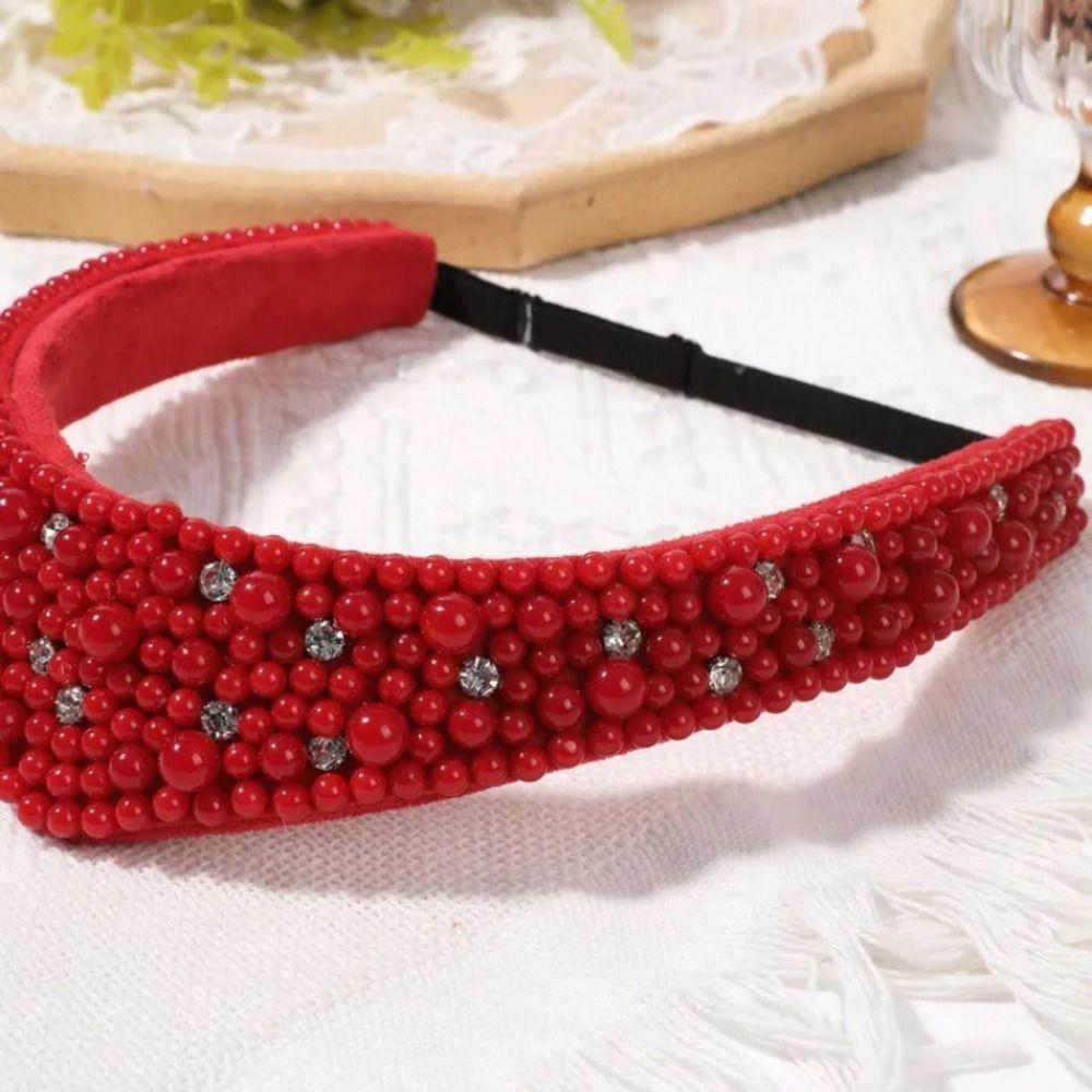 Elastic Straps Pearl Headband Rhinestone Hair Accessory Luxury Women Hair Jewelry  Party