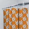 Orange Shower Curtain With White Flower Pattern: Waterproof Bathroom Decor For Kids' Bathrooms Or Master Baths Polyester Fabric,