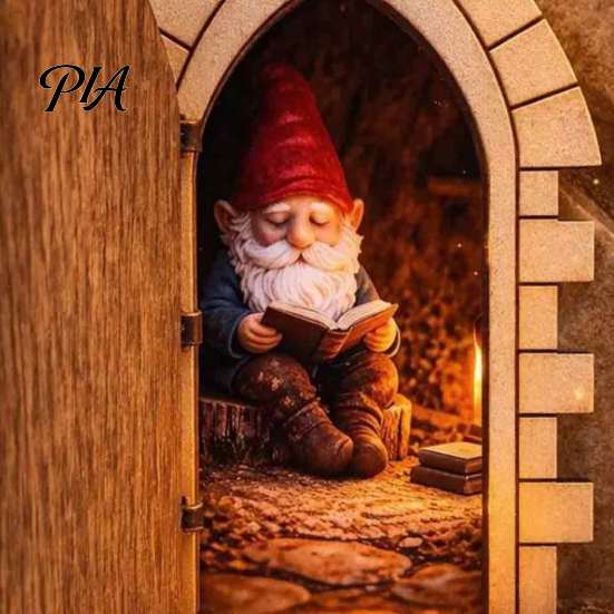 Forniture Creative per Festa di Natale Apertura Porta Fatata con Scena di Gnomo Nascosta, Decorazione Murale in Legno in Miniatura, Ornamento per Albero di Halloween 2D Piatto Lettura