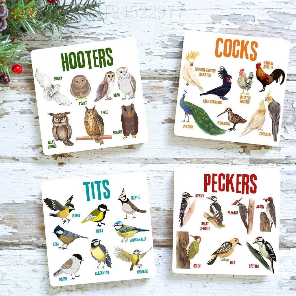 American Style Bird Pun Coasters Set Of 6 Durable Wooden Coasters Unique Home Decor