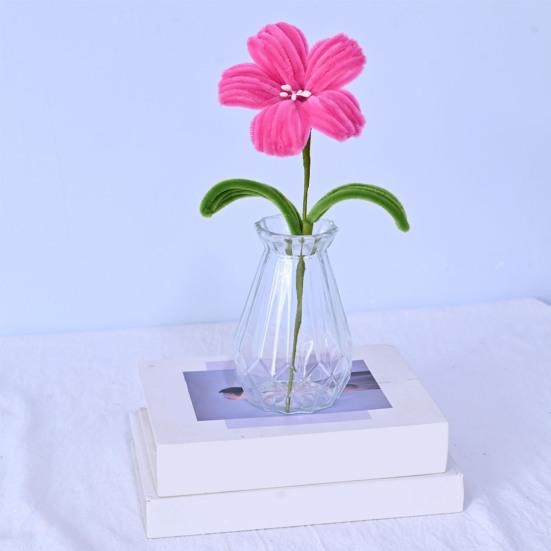 Handgefertigte Pfeifenreiniger Blumen Bastelarbeiten Künstliche Chenille-Stiele Lilienblume für Party Büro Heimdekoration Ewige Blume Geschenk für Valentinstag Geburtstag