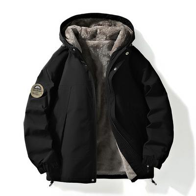 Cotton Jacket, Men's Coat, Workwear, Hooded, Autumn and Winter with Thick Velvet Clip