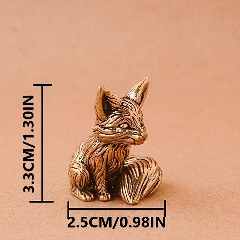 Vintage Brass Solid Fox Ornament for Study Desk Office Desktop Tea Pet Small Bronze Handicraft