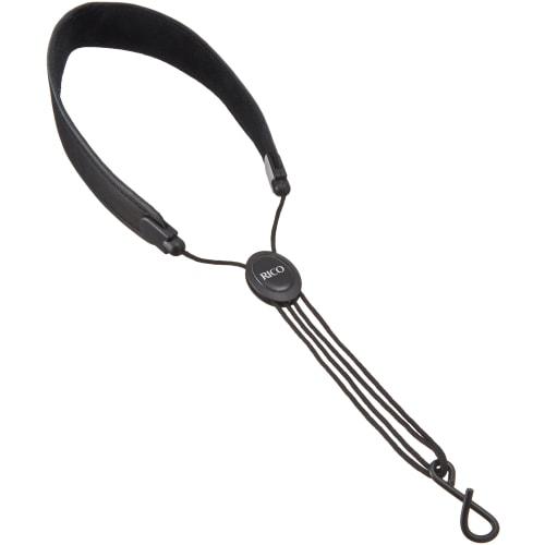 RICO Saxophone Strap, Black Leather, for Soprano and Alto Saxophones, SJA14