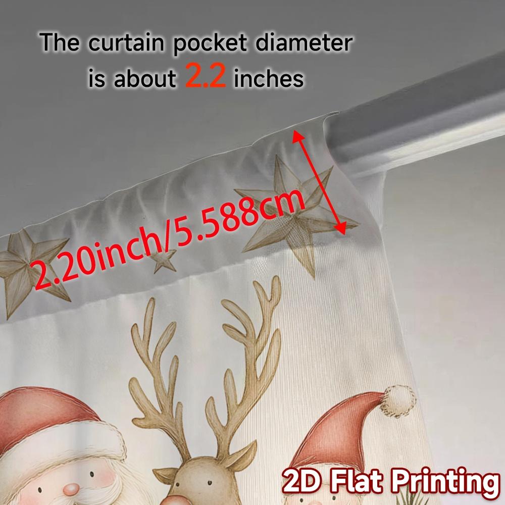 2pcs,Curtains Cute Christmas Santa Reindeer Tree Modern Light Filtering Curtains Durable Polyester Curtains Decorations For Home