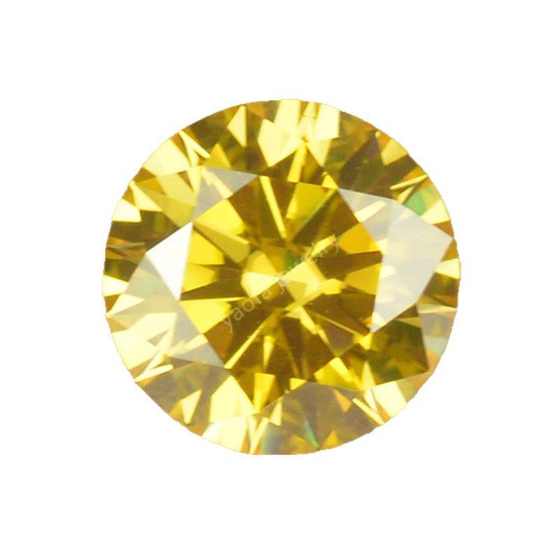 Moissanite Heart & Arrow Ring, Lemon Yellow Gold with GRA Certified Laser Inscribed Moissanite Stone 0.10 carat (3mm)
