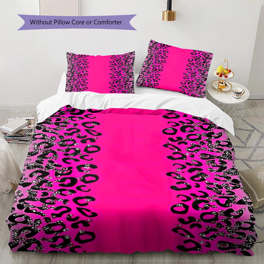 Leopard Pattern Bedding Set Quilt Cover Pillowcase Home Decor Gift (1 * Duvet Cover + 2 * Pillowcase, Without Core)