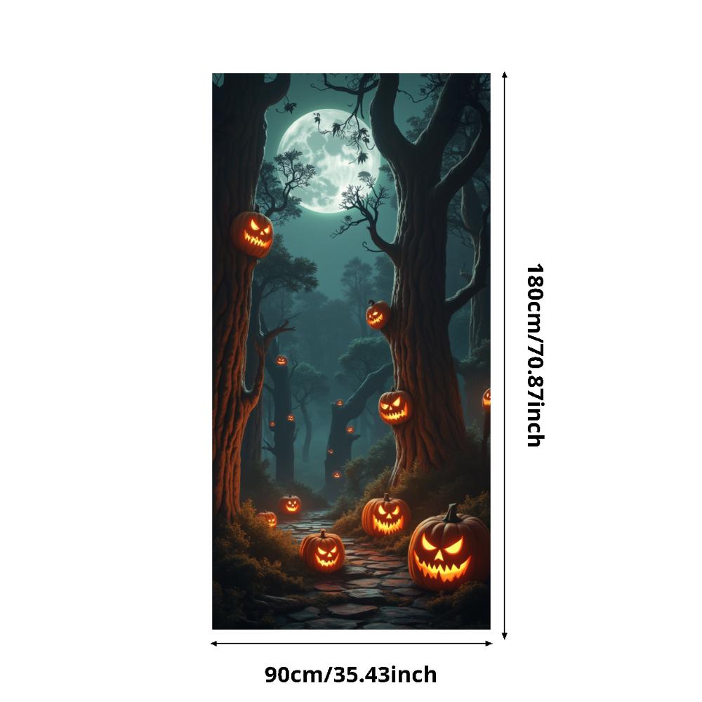 Jack O Lantern Banner Starry Sky Forest Theme Banner Pumpkin Banner Halloween Theme Spooky Decoration For Autumn Celebration
