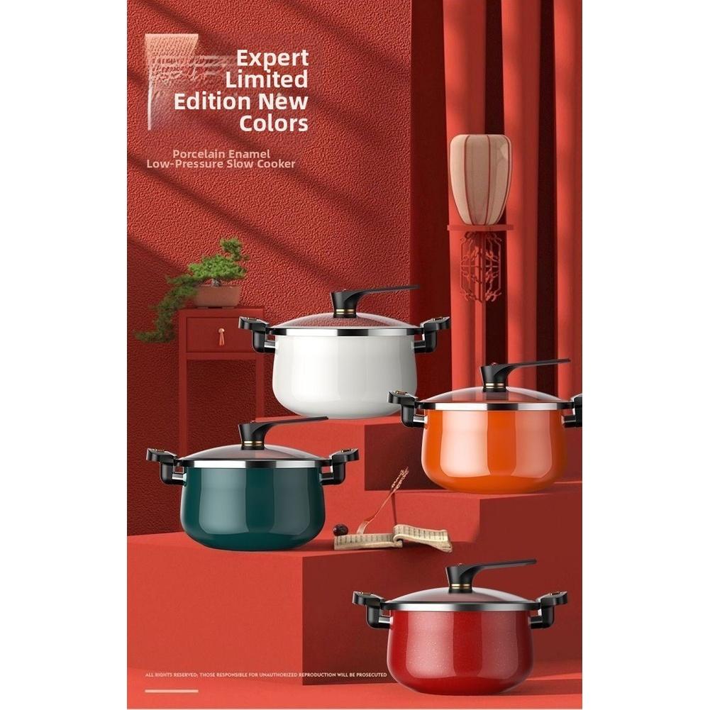 7L Enamel Coated Cast Iron Soup Pot with Glass Lid for Induction Gas Electric Stove Use NonCoating Cooking Pot