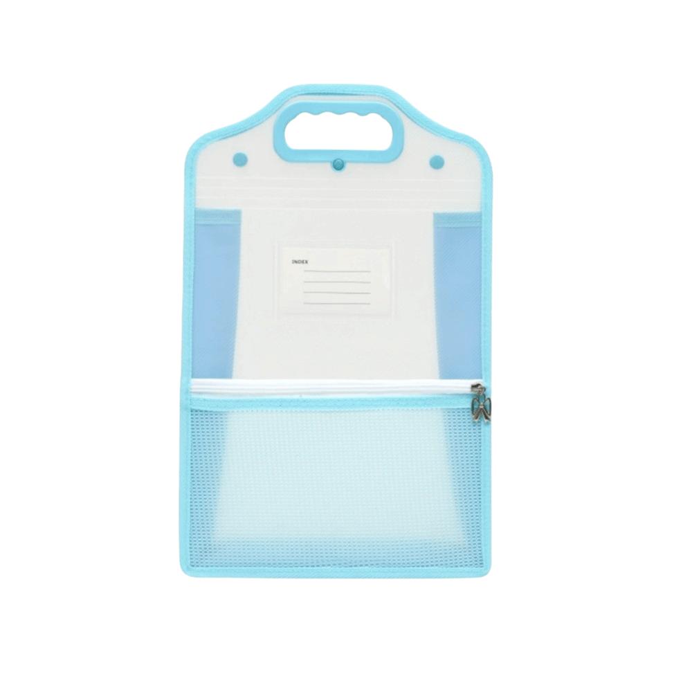

Transparent A4 Document Bag Zipper-Type Student Book Bag Study Bag Large Opening File Bag Teenager White Blue