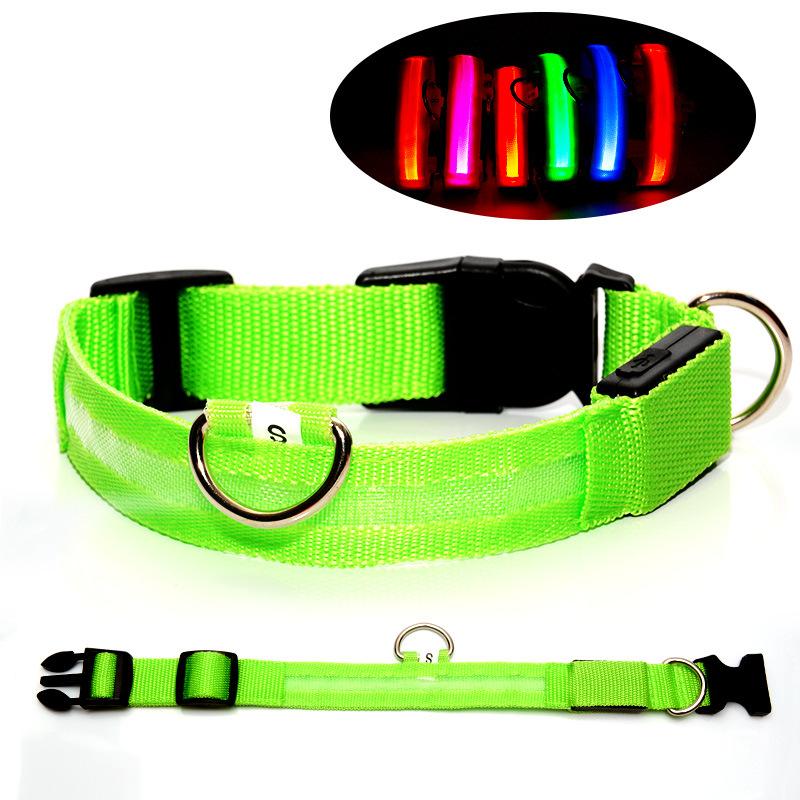 Dog Collar Nylon LED Night Safety Flashing Glow In The Dark Pet Dog Leash Pet Dogs Luminous Fluorescent Dog Accessories Collar