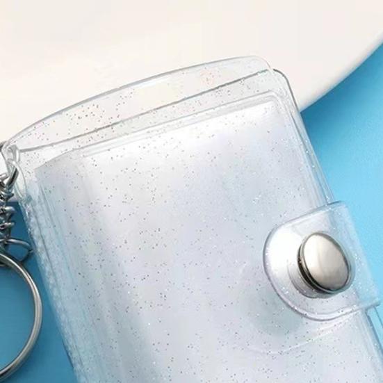 Storage Book Mini Photo Album Keychain with Snap Button Design Portable 16-24 Photo Capacity