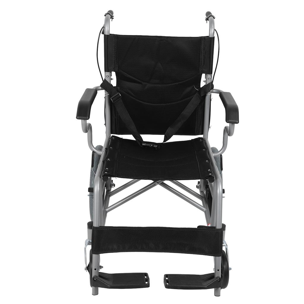Folding Wheelchair Portable Breathable Cushion Senior Lightweight Wheelchair with Brake for Indoor Outdoor Hospital Home