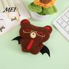 Halloween Keychain Pendant Bear Bat Plush Pendant, Stuffed Devil Backpack Bag Charm, Hanging Toy Embroidered Animal Doll with Bead Chain, Party Favors