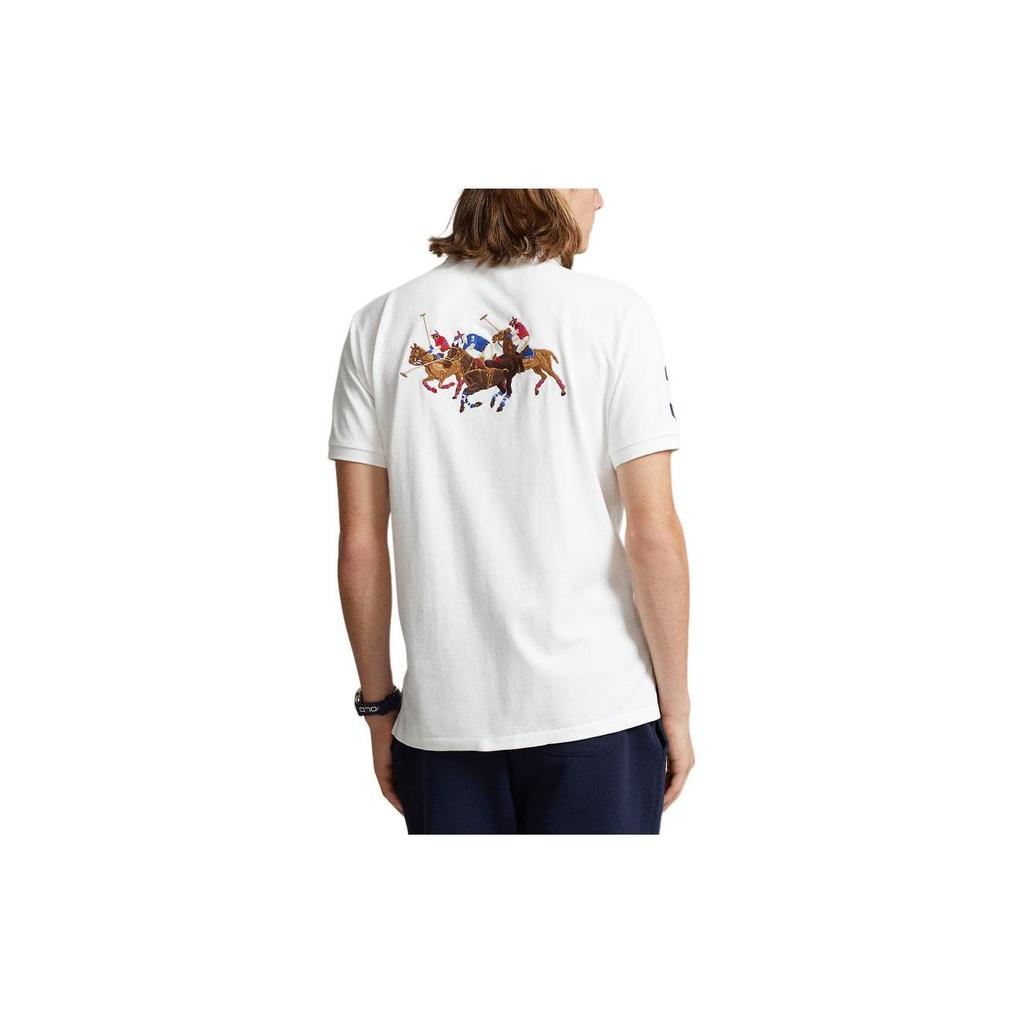 Polo Ralph Lauren SS24 Three Pony Logo Embroidered Slim Fit Short Sleeve Polo Shirt Men tops White MNPOKNI1N822705-100