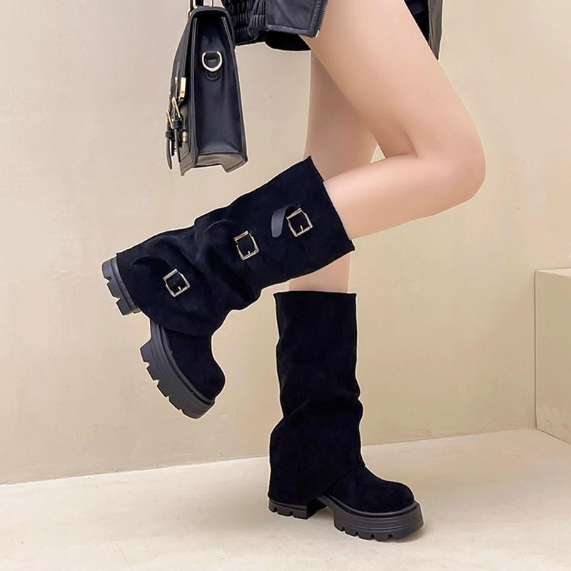 New Chinese small man Western retro thick-soled belt buckle autumn and winter design sense fashion knight versatile Martin boots