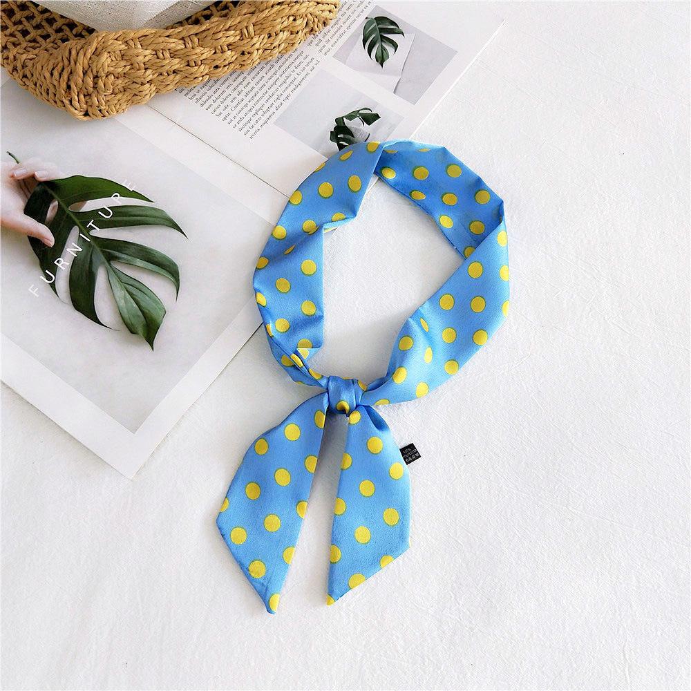 New Polka Dot Small Scarves Women'S Spring Styles Fashionable And Versatile Autumn And Winter Long Bags Wrist Scarves Decoration