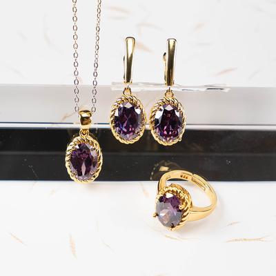 Jewelry Hot-selling Zircon Does Not Fade Fashionable Jewelry Set High-end Three-piece Set