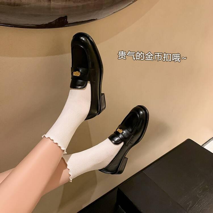 Basic model~ 2025 autumn new products, all-leather casual single shoes inside and outside, little rich woman gold coin loafers, women's confidentia