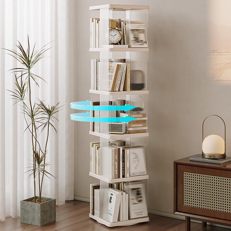 360° Rotating Transparent Bookshelf with Wheels - Children's Picture Book Storage