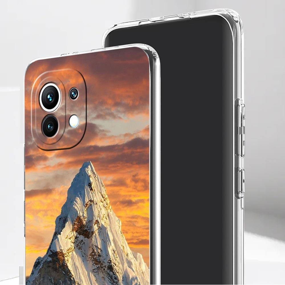 Phone Case For Xiaomi Mi Poco X7 X6 X5 NFC X3 Pro 17 15T 15 14T 14 13T 11 12 13 Lite Clear TPU Cover Mountain Peaks Landscape