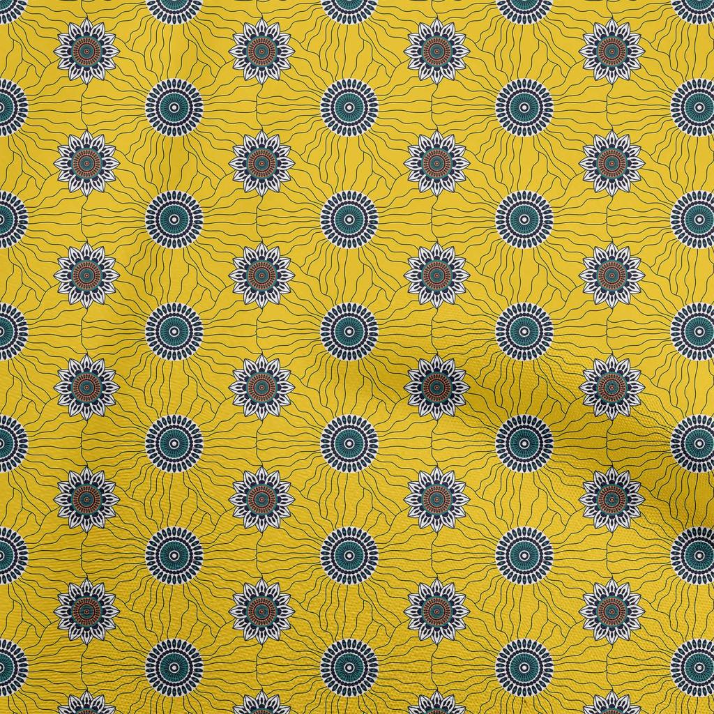 oneOone Cotton Poplin Dark Mustard Fabric Asian Block Sewing Material Print Fabric By The Yard 42 Inch