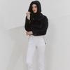 Onoff Women S Cropped Velour Jacket Of1103lb Black