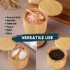 Reusable Wooden Seasoning Box Wood Salt Container with Swivel Magnetic Lid, Built-in Spoon Decorative Spice Keeper Jar, Moisture Proof for Kitchen
