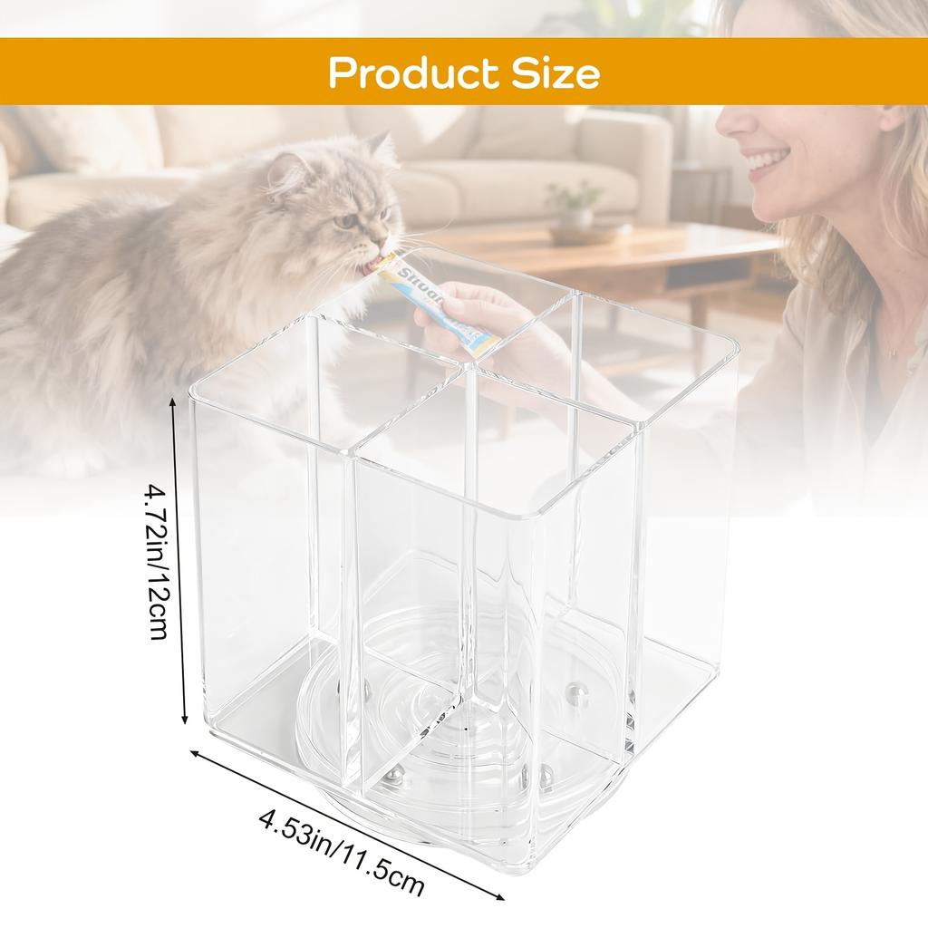 Rotatable Acrylic Extruded Cat Food Storage Container,4-Grid Design Cat Snack Organizer,Essential Pet Snack Storage,desktop Rack