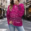 Women's Casual Polka Dot Christmas Print Top for Fall and Winter, Versatile Blouse