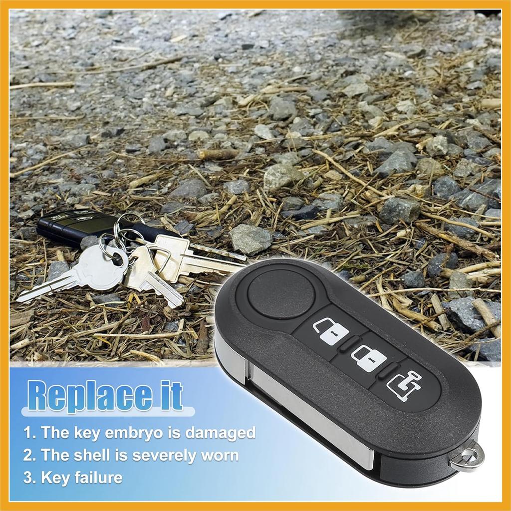 3 Buttons Keyless Entry Remote Key Fob Shell Case Cover for Ram ProMaster 1500 2500 3500 2015-2019 for Fiat Ducato Bravo 500L - Pack of 1 Black