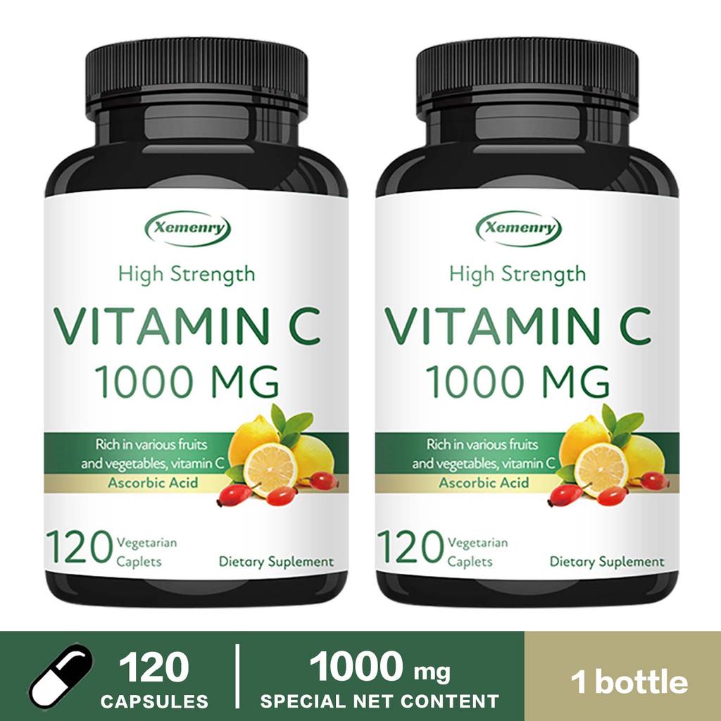 Vitamin C capsules, high content 1000mg, adult daily dietary supplement, nutritional supplement
