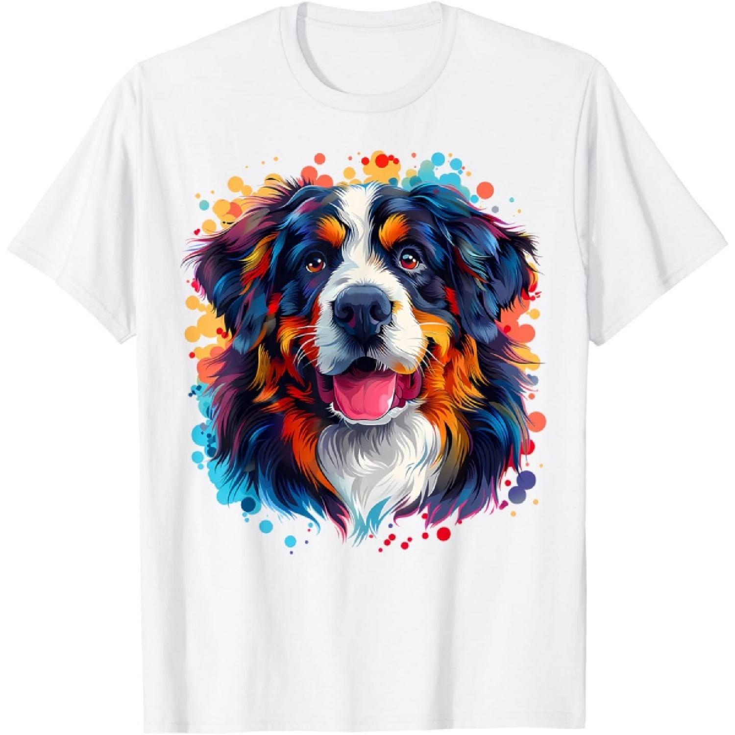 Colorful Bernese Mountain Dog Face Cute Berner Puppy Lover T-Shirt XXXXXL белый
