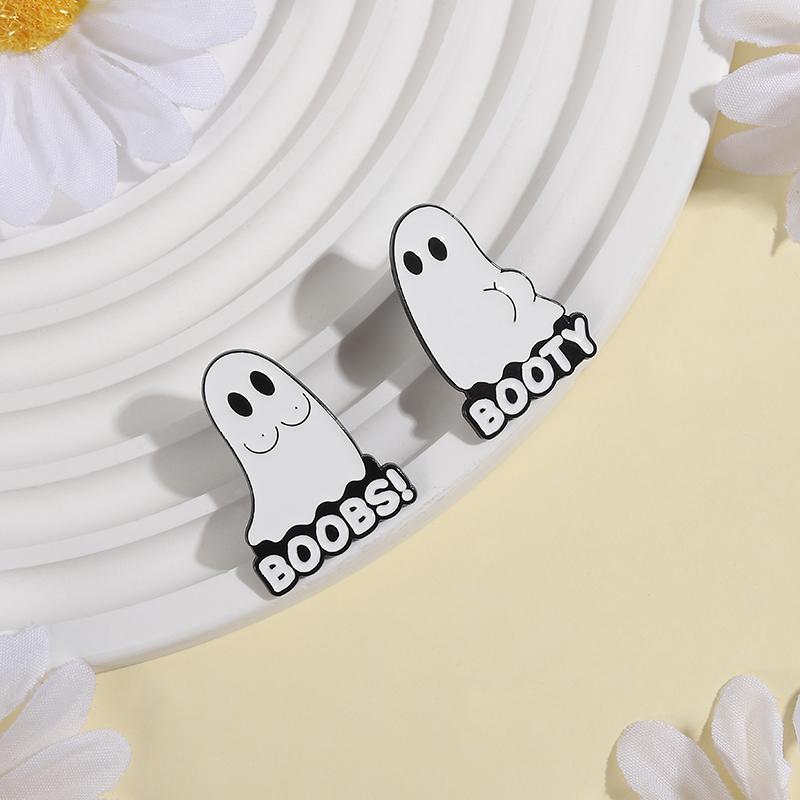 BOOTY BOOBS Enamel Pins Custom Sexy Ghost Brooches Lapel Badges Clothes Halloween Funny Jewelry Gift for Friends