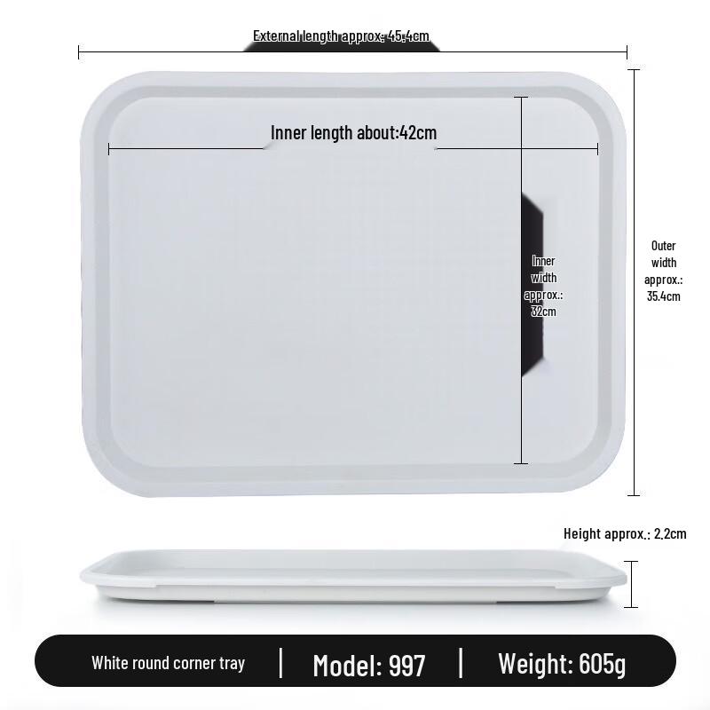 JINMEILI Melamine Rectangular Non-slip Serving Tray