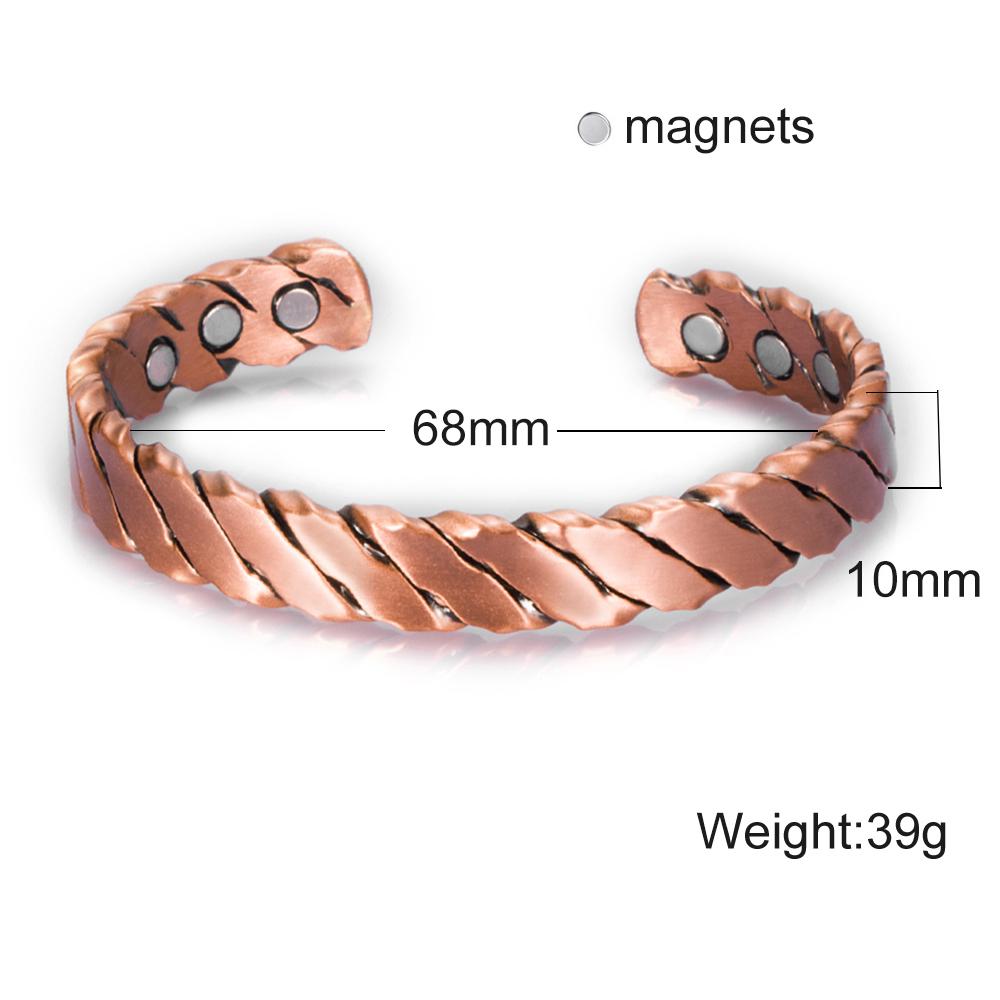 Vinterly Twisted Magnetic Bracelets Pure Copper Adjustable Cuff Vintage High Magnet Benefits Health Energy Jewelry for Women