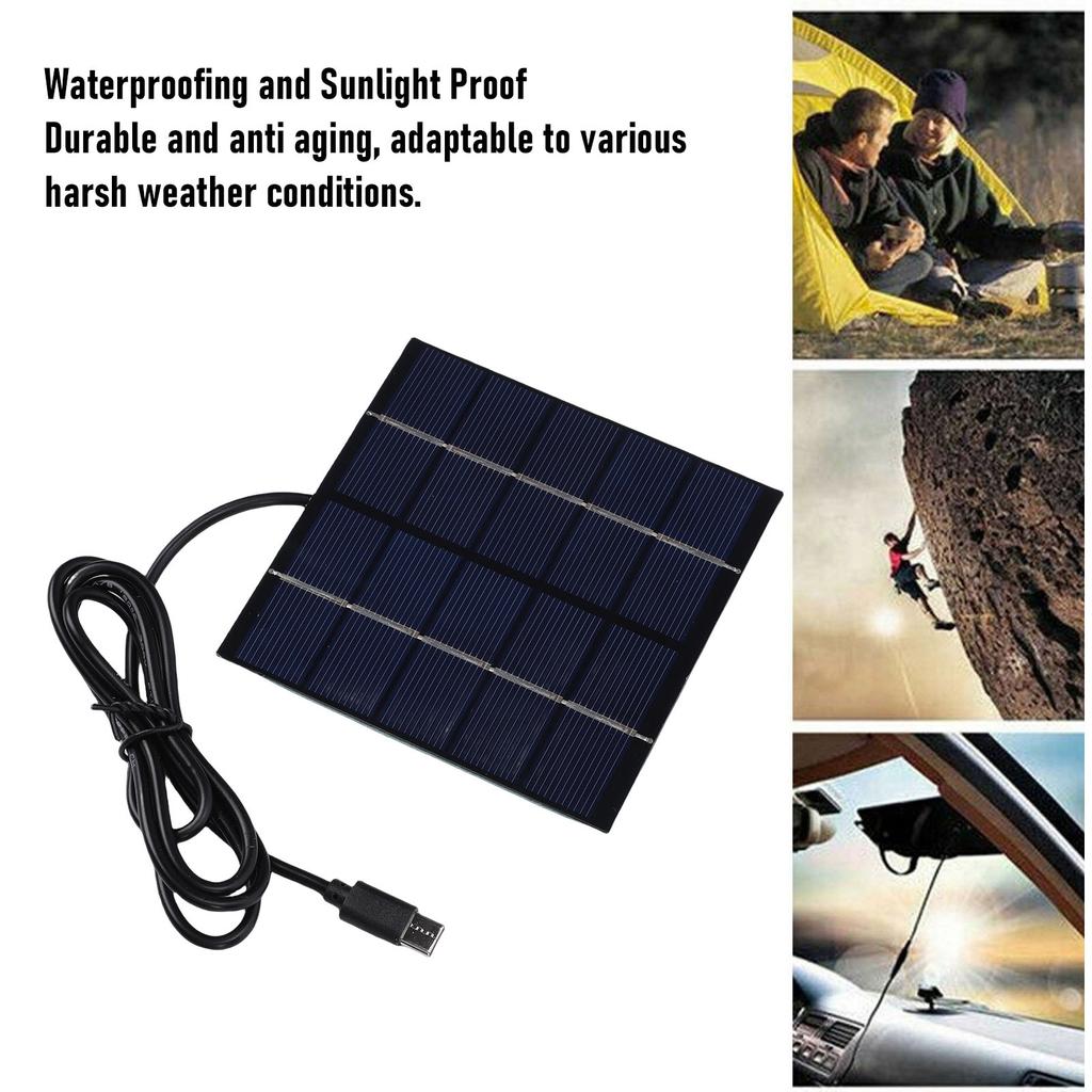 Solar Charging Panel 1.5W 5V Type C Port Waterproofing Phone Polycrystalline Silicon Portable Solar Panel for Mobile Phone