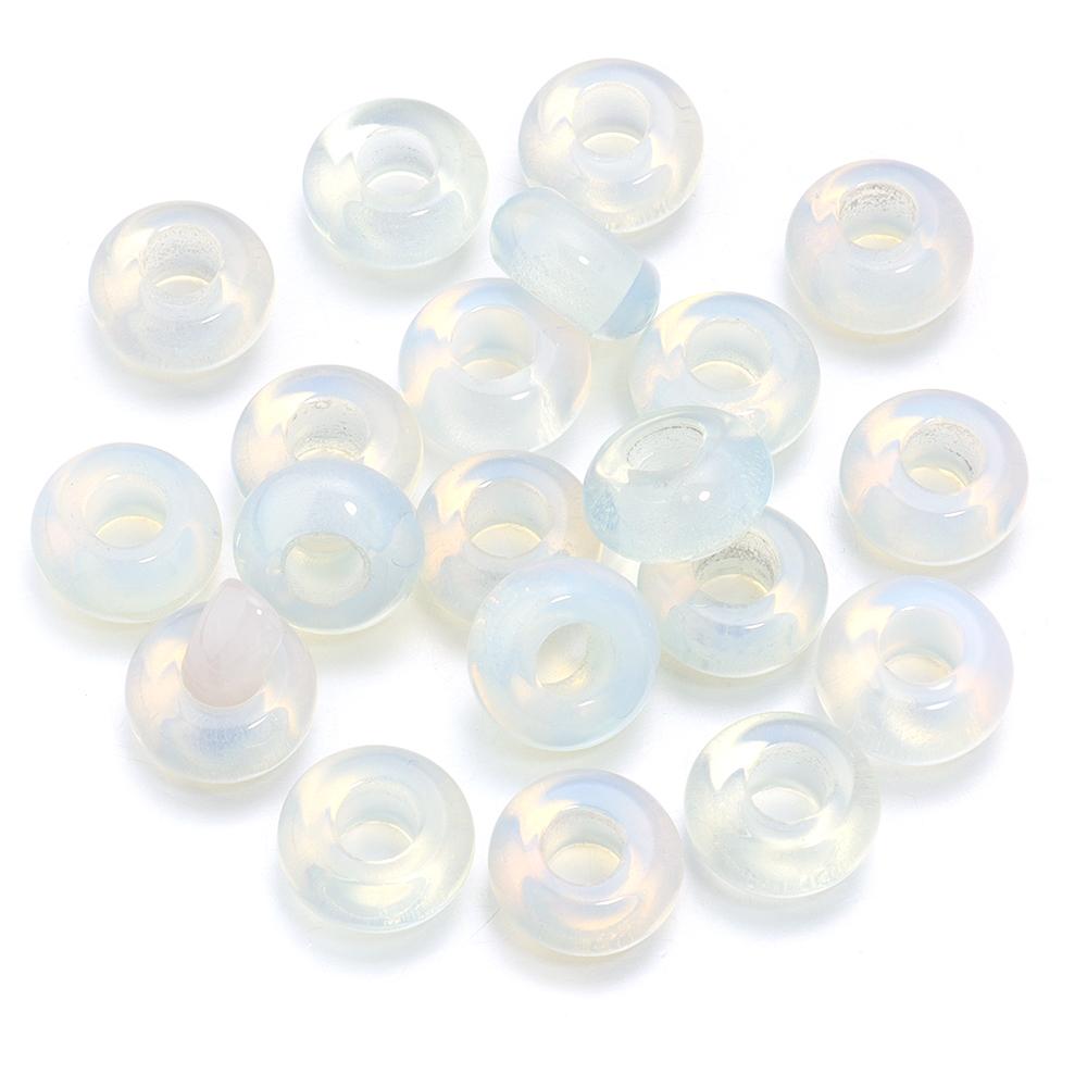 6pcs 14x8mm Natural Stone Beads Amethyst Tiger Eye Agate Jade Abacus Shape Big Hole Loose Beads for Jewelry Making DIY Bracelets