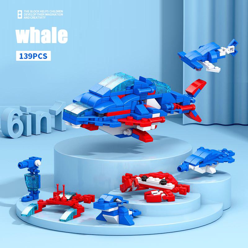 Children's small particle building block toys boys children's puzzle gifts DIY gifts assembly of fighter jet engineering mecha