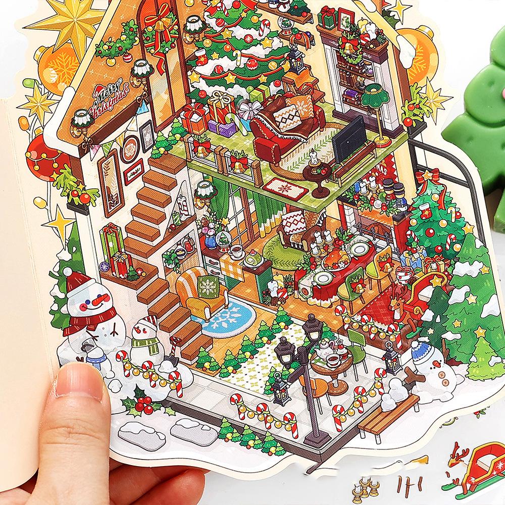 Christmas Special Series Vintage Festival Scene Landscape PET Sticker Creative DIY Journal Material Collage Stationery