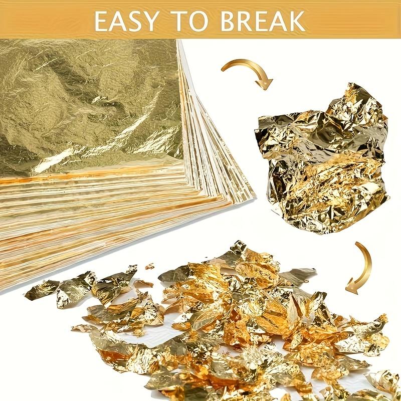 Set of 100Pcs Imitation Gold Foil Paper Sheets, DIY Gilding Flakes for Resin Crafts, Nail Art, Scrapbooking Decor