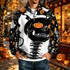 Men's Halloween Print Raglan Sweatshirt Loose Fit Stand Collar Casual Top