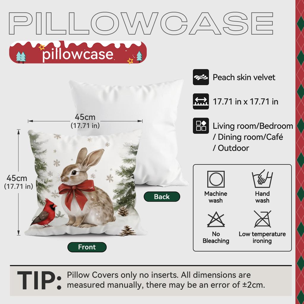 Christmas Winter Animals Pillowcase Bedroom Sofa Cushion Cover 100% Polyester Living Room Cushion Pillowcase Home Decor