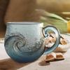 Beach Mug Sea Glass Wave Cup Ocean Themed Coffee Cup Sea Theme Water Tea Cup Coffee Glass Mug for Workplace Travel Bar