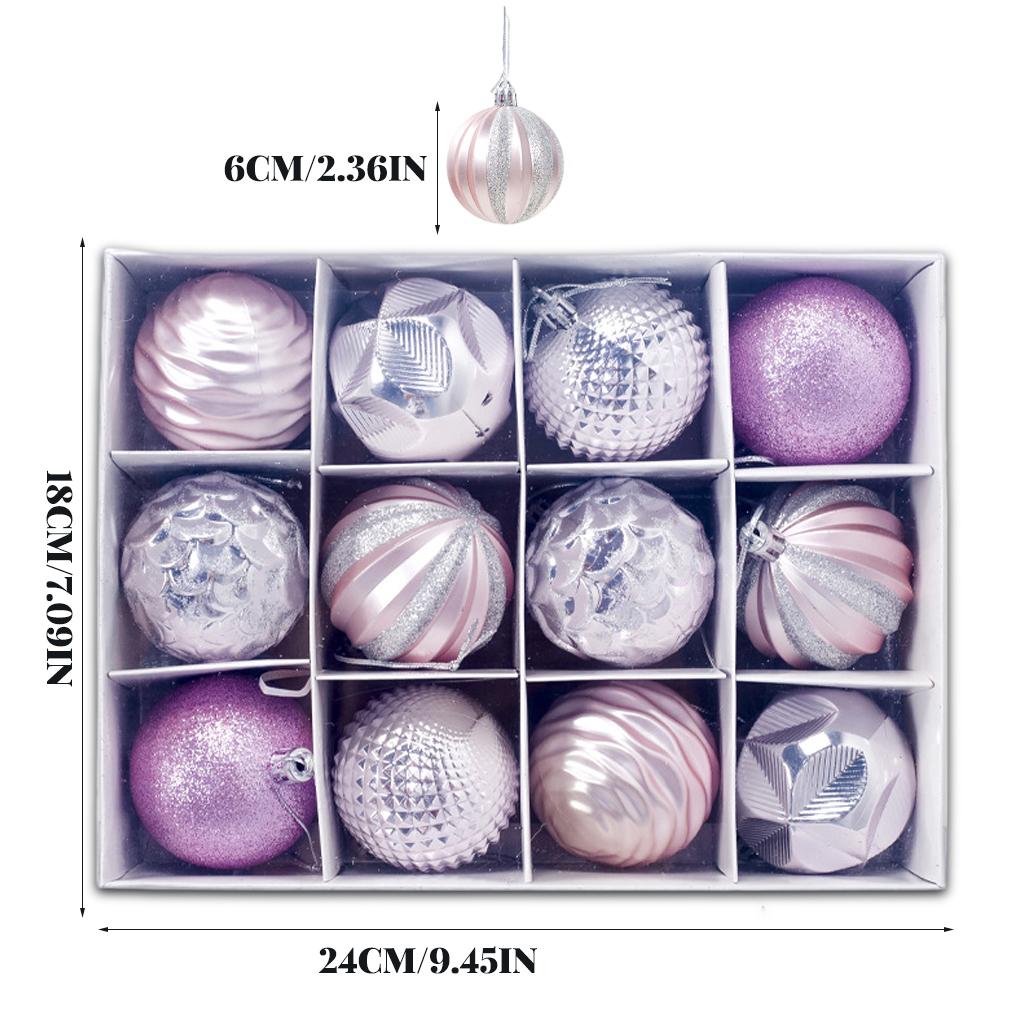 12 Stykker Plast Juletre Hengekule Avtakbar 12 Mønstre Ornament Kontor Kjøpesenter Festival Feriedekorasjon