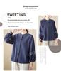 Spring Cotton Linen Plus Size Long Sleeve Embroidered Floral Top for Middle-Aged Women