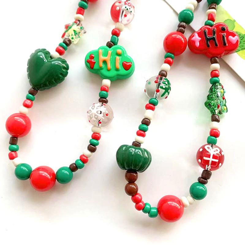 1PC Accessori Perline Portachiavi Carino Uomo Ragazza Natale Catena Per Telefono Gioiello Ciondolo Anti-Smarrimento Acrilico Regalo